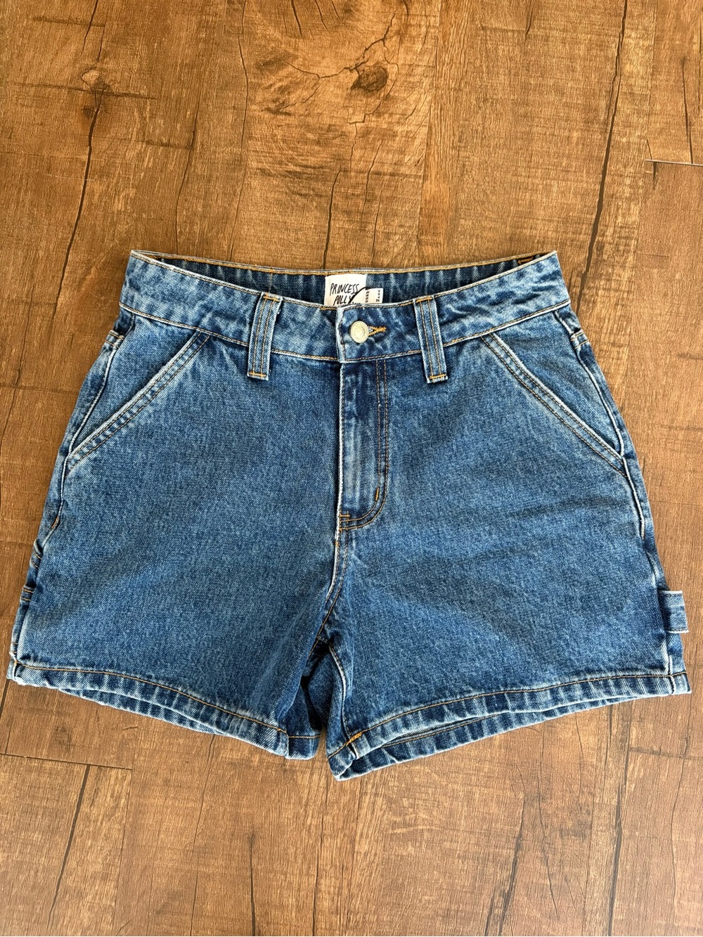 Princess Polly Mid-Blue High-Rise Denim Cargo Shorts